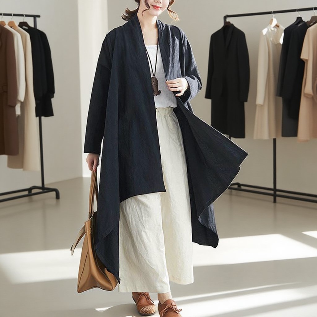 【リネン羽織】ゆったりしたドルマンスリーブ　UVカット機能つき　程よい厚さ秋にピッタリ