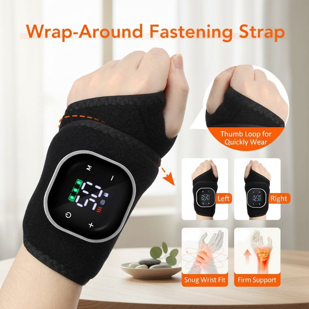 Electric heating wristband with 5 heating levels and 3 vibration levels, multi-functional wristband 