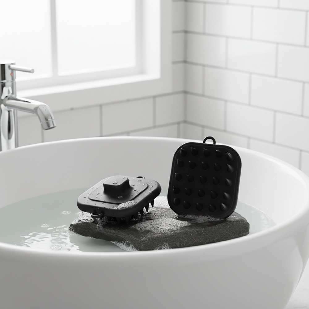Multi-functional silicone bath brush set for cleansing, exfoliation, massage, and back scrubbing
