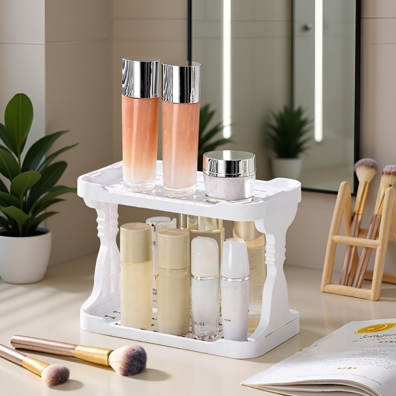 Estante organizador de oficina de alta gama de doble capa, estante de drenaje para baño