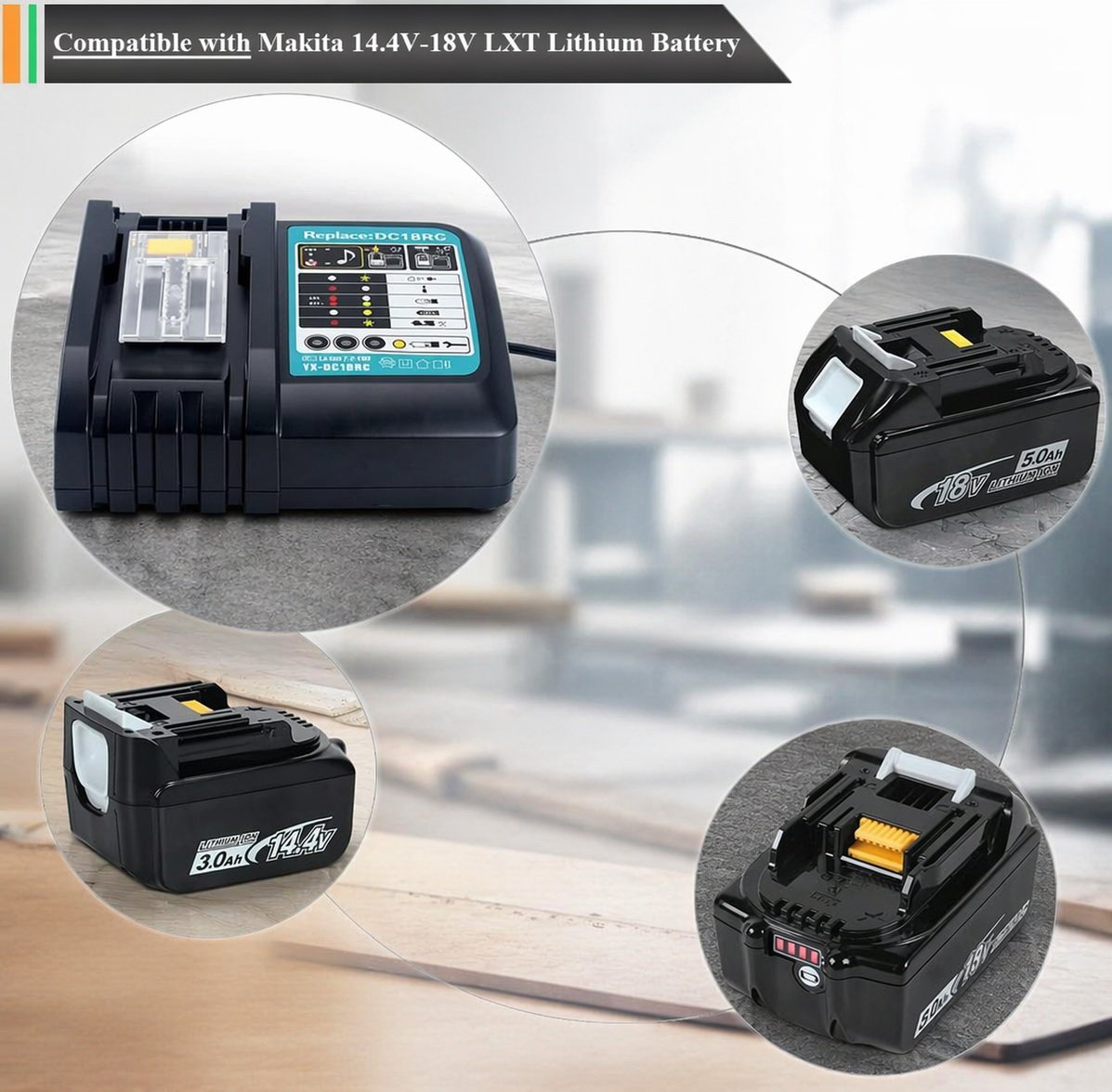 Side profile of Makita 18V battery charger