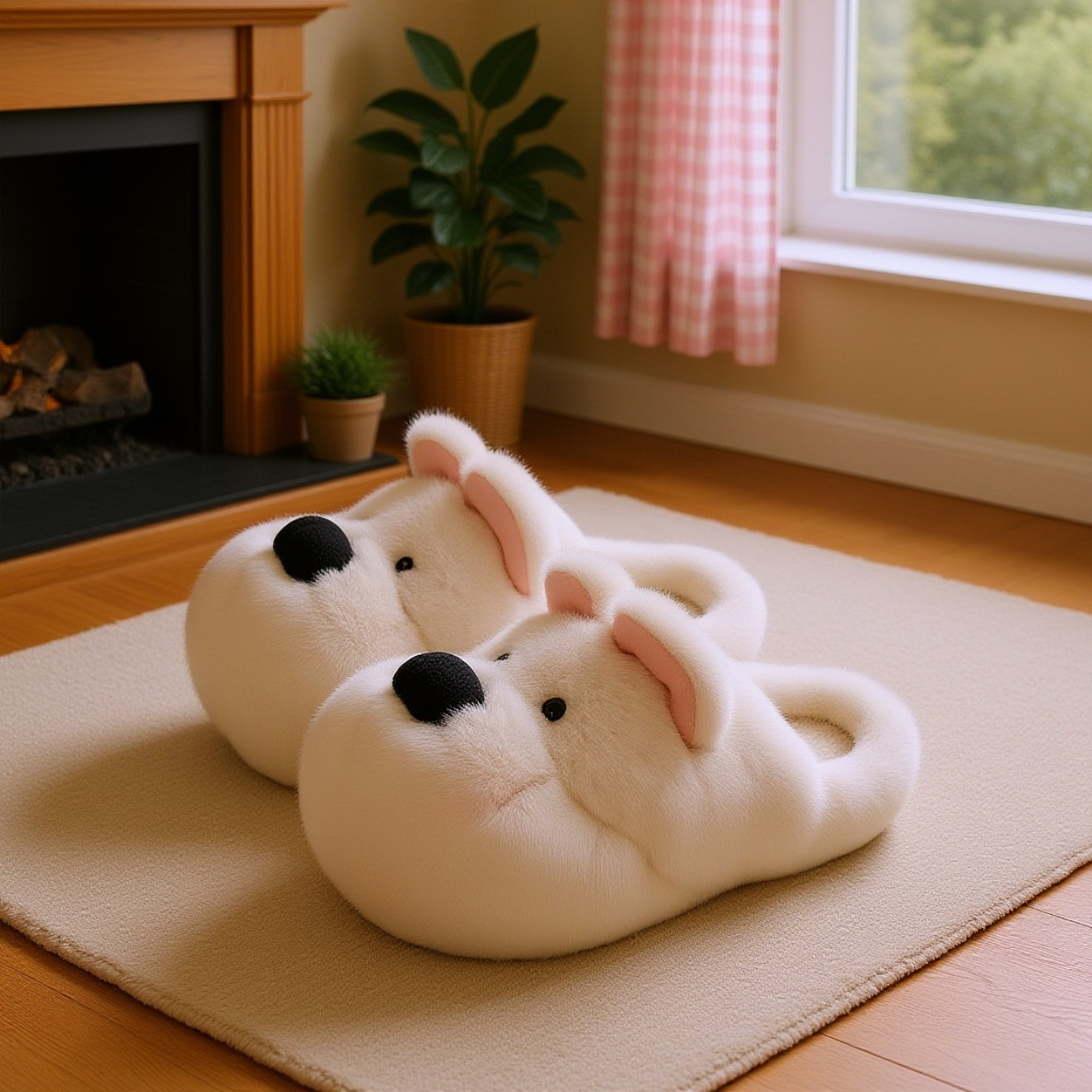 滑り止め付き厚底女性用室内もこもこスリッパ