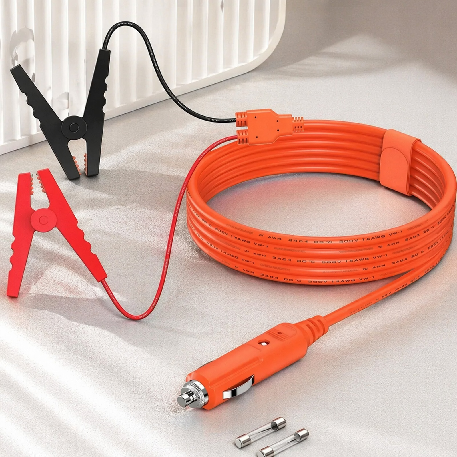 Heavy duty car battery charging cable for quick jump start