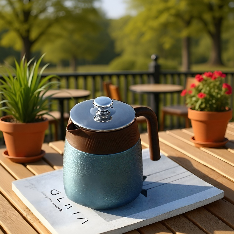 Tetera de gran capacidad con interior de titanio y función de separación, color uniforme