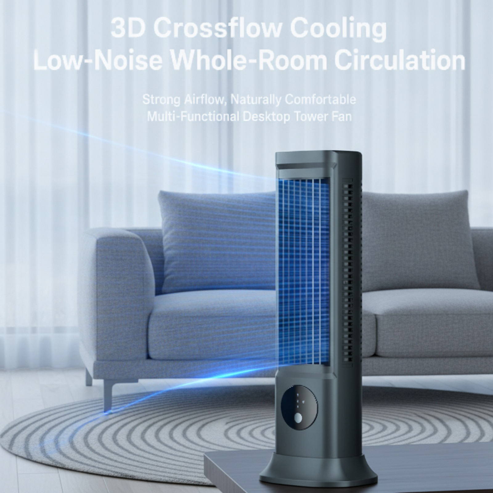 Desktop Bladeless Tower Fan, Small Table Fan