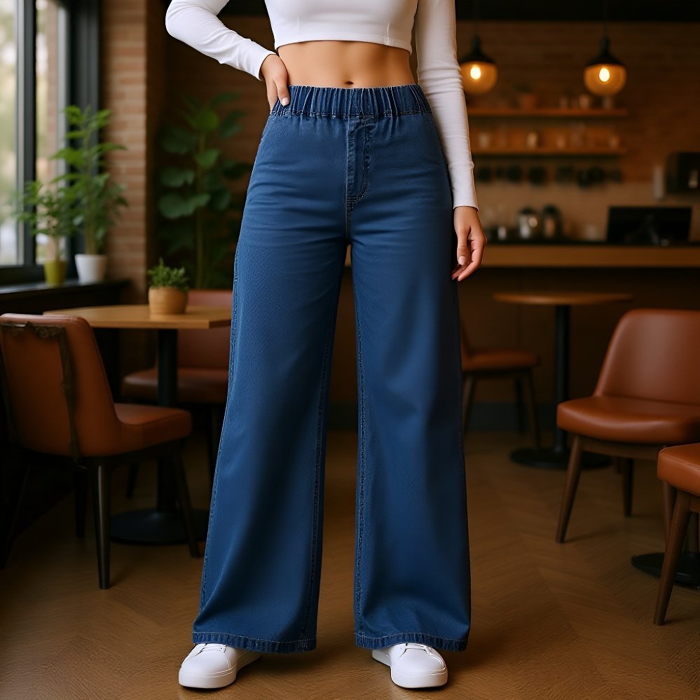 بنطلون جينز فضفاض لإطلالة يومية