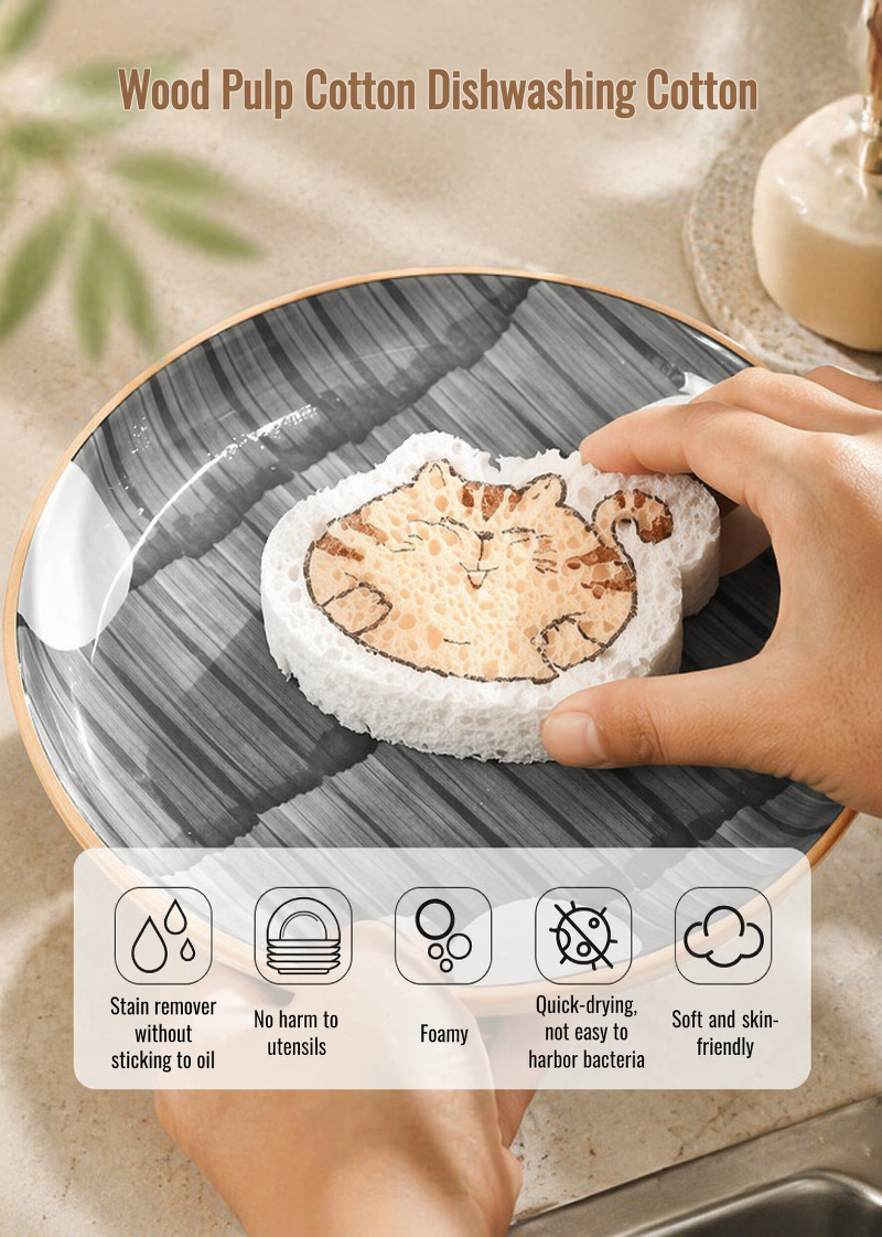 Pulp Cotton Dishwashing Cloth on kitchen counter