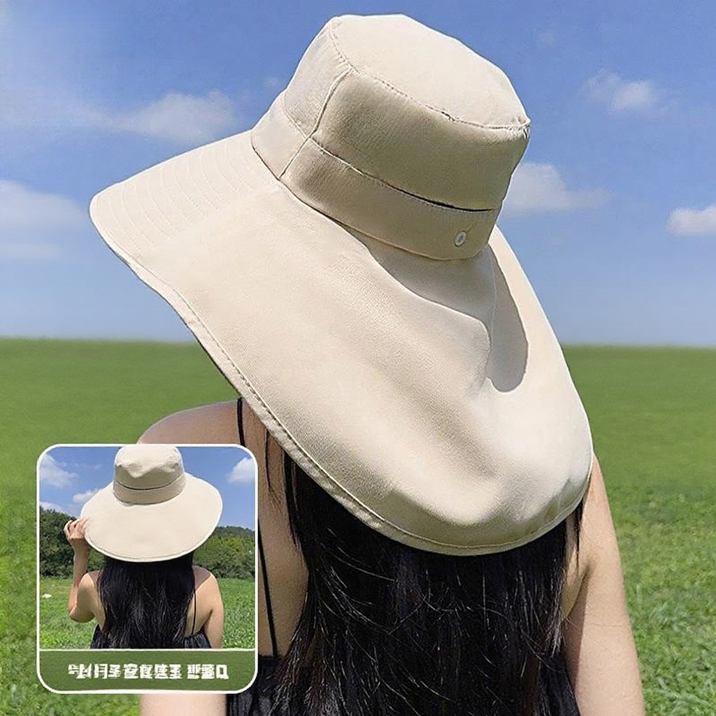 빅 챙 챙 모자 여 여름 신상 통기성 목 보호 숄 자외선 차단 패션 코디용 벙거지 모자