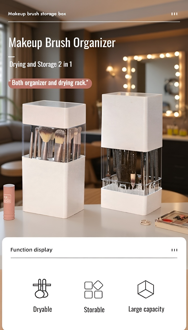Multifunctional Makeup Brush Organizer on vanity