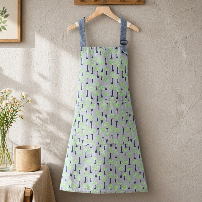 Delantal doméstico de lona de algodón con diseño de girasol para cocina