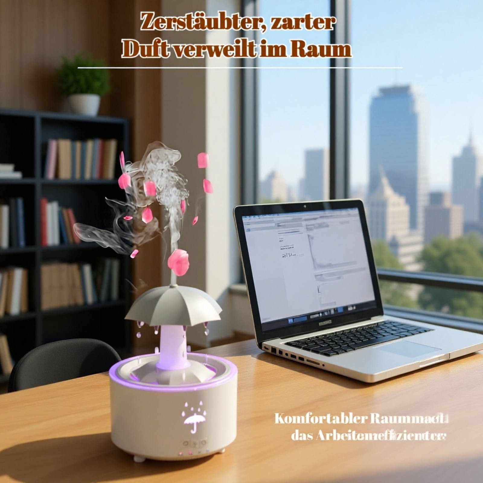 Multifunktionale Aromatherapie-Maschine mit drehenden Regentropfen und farbigem Licht für Zuhause