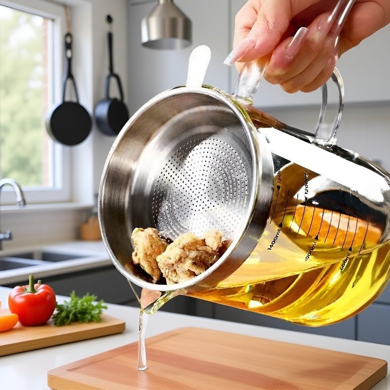 주방에서 사용 중인 고붕규산염 오일병