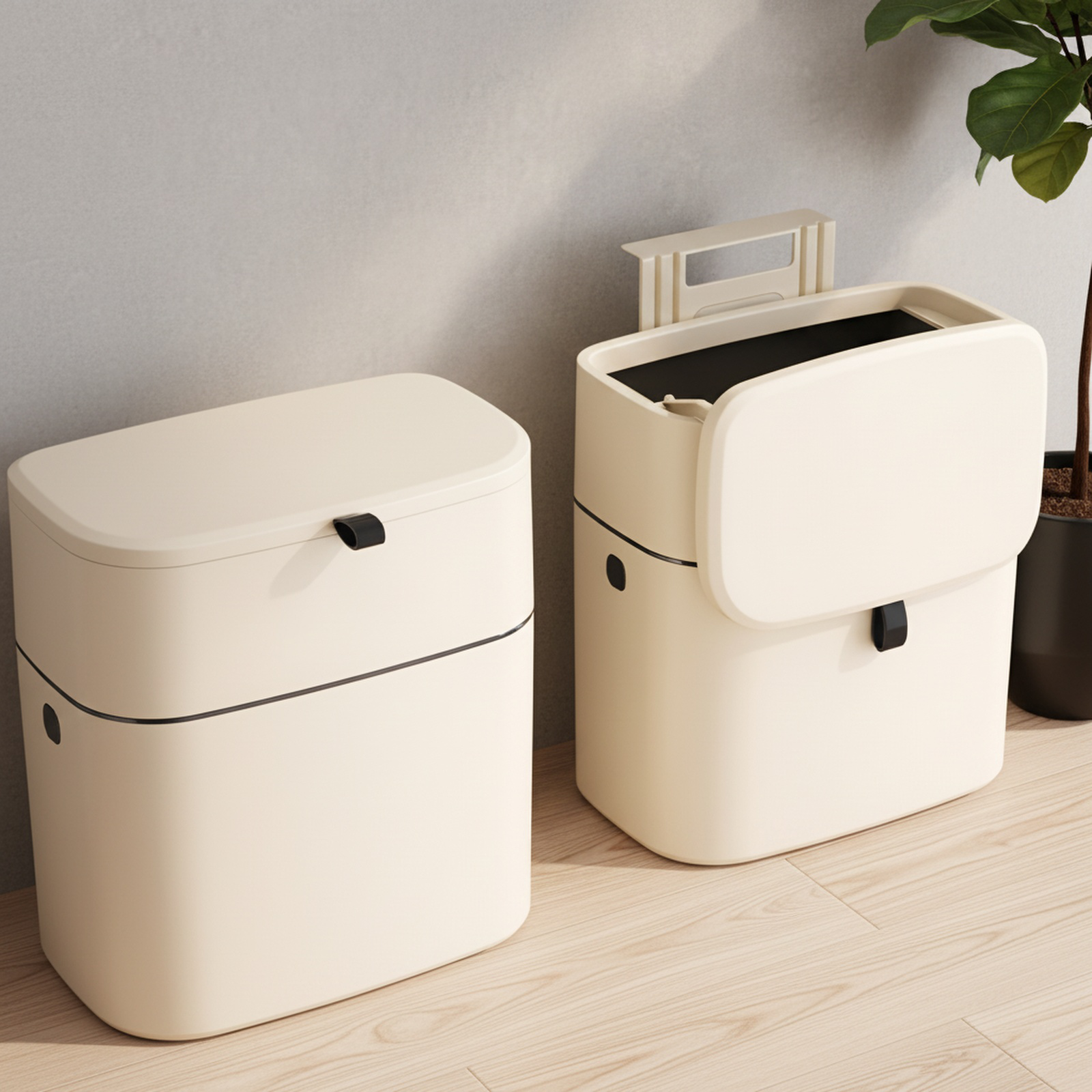 壁掛け式フリップゴミ箱 キッチン・バスルーム用フック式 リビングルーム用ゴミ箱 蓋付き 多目的ゴミ箱 大型四角ゴミ箱