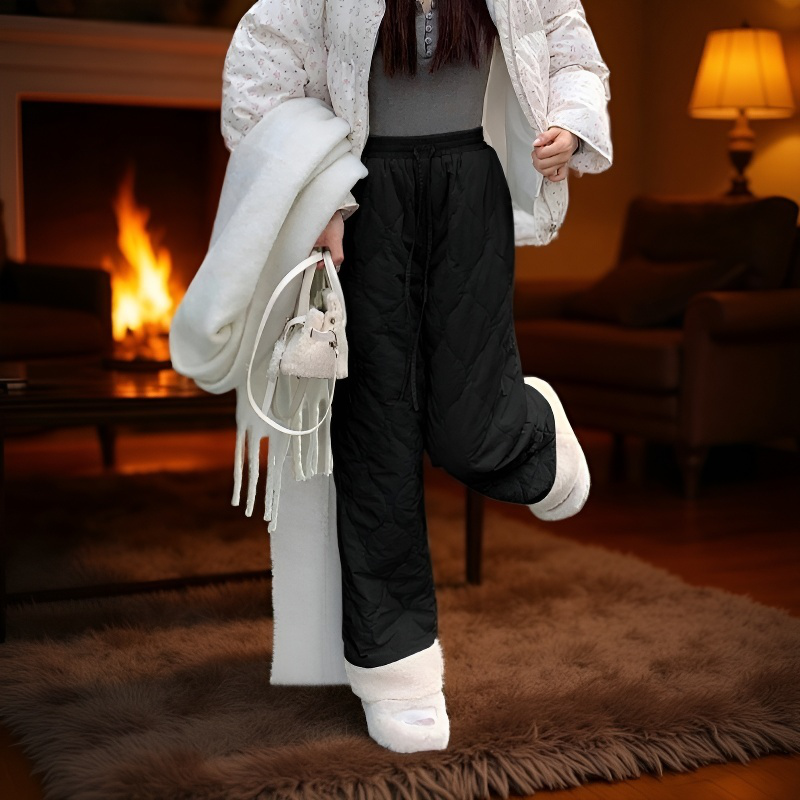 핑크 기모 도톰 일자 면 팬츠 오리지널 퀄리티 여성 잠금 온도 패딩 팬츠