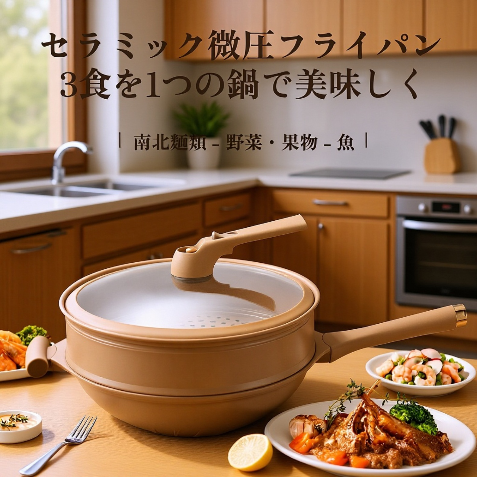 家庭用セラミック微圧ノンスティック炒め鍋