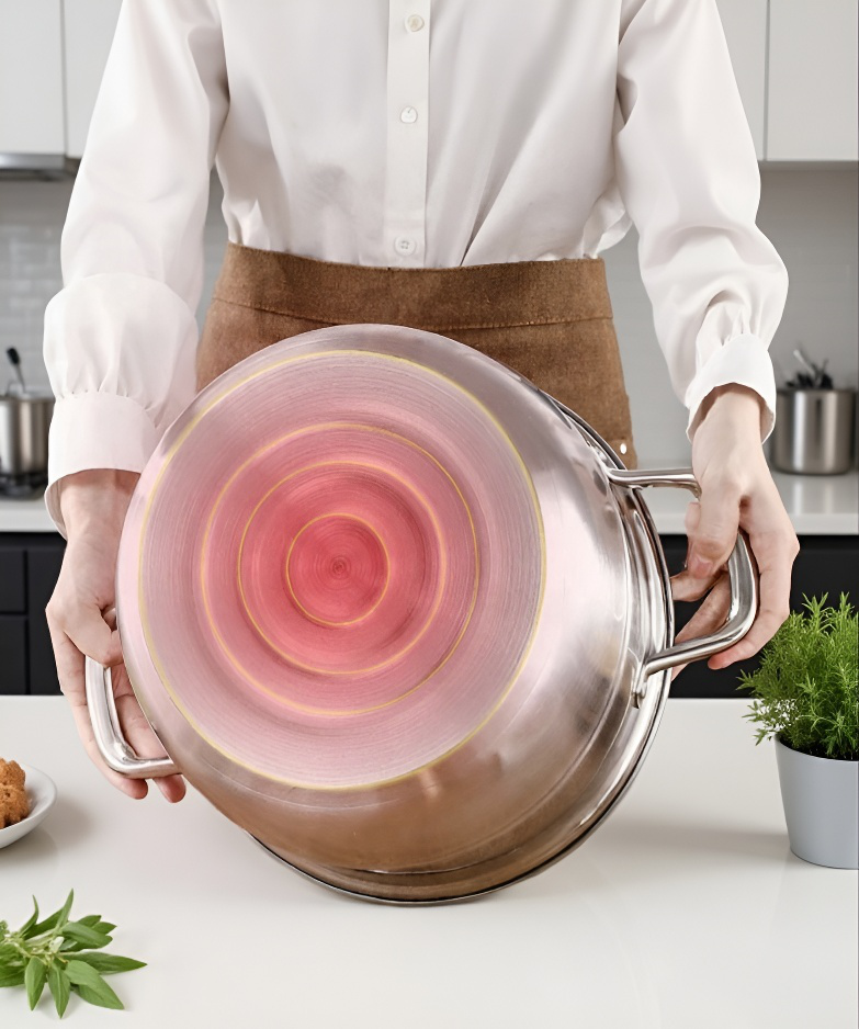 넉넉한 사이즈의 수프 냄비 내부