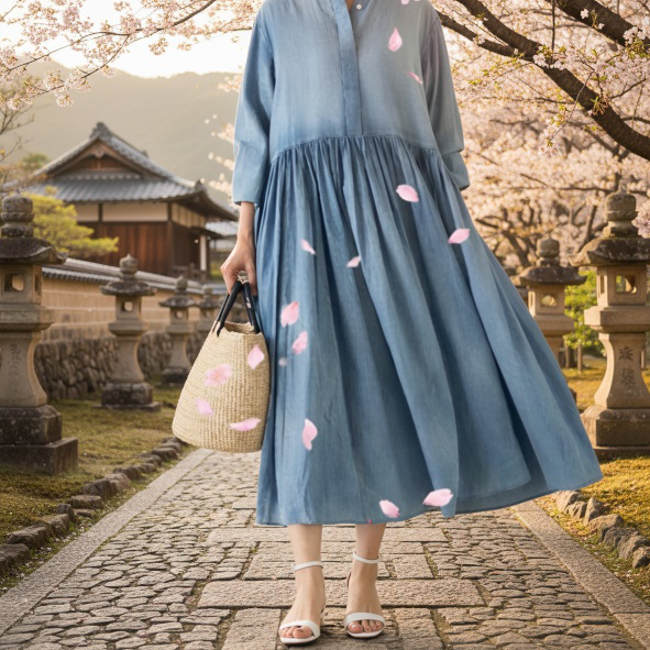 エレガントな春夏レディースドレス全体画像