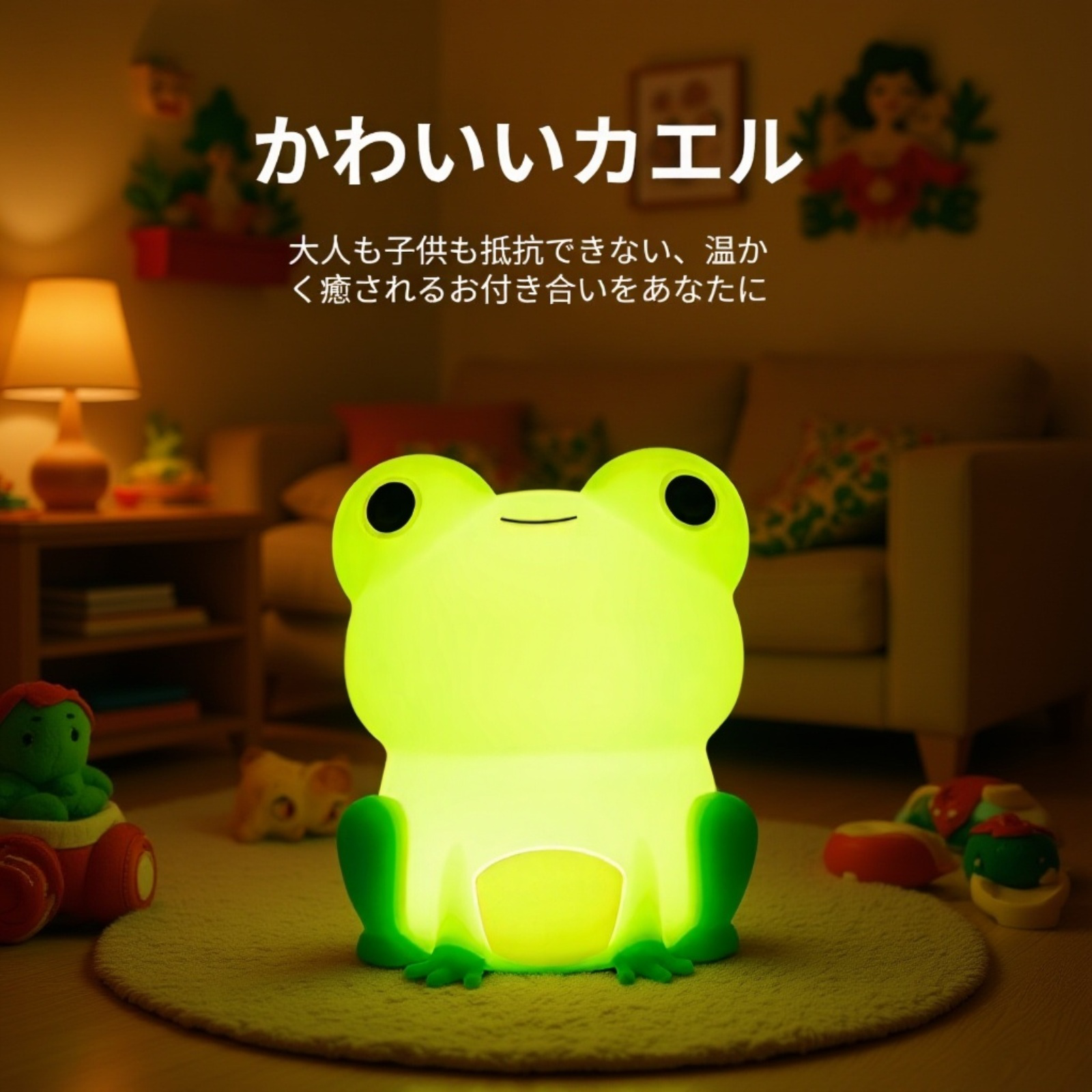 柔らかな光を放つシリコン製夜間ランプ