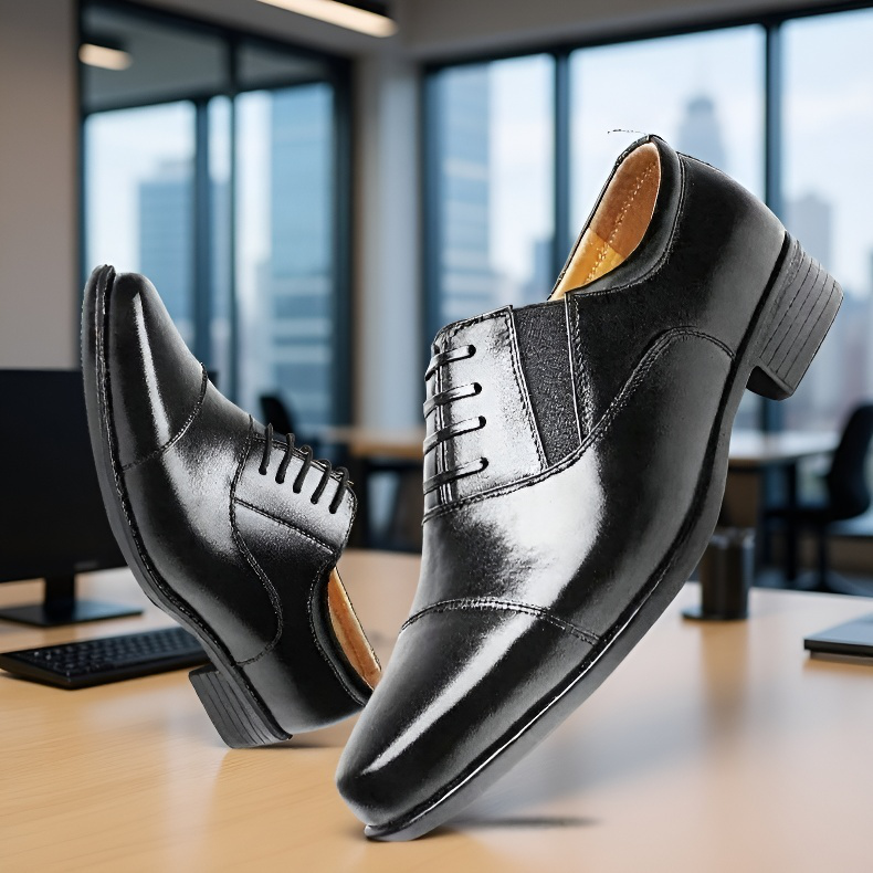 ビジネス・メンズ・トリプル・ポインテッド・ワーク・シューズ トリプル・ジョイント・フォーマル・シューズ カジュアルな革靴のつま先