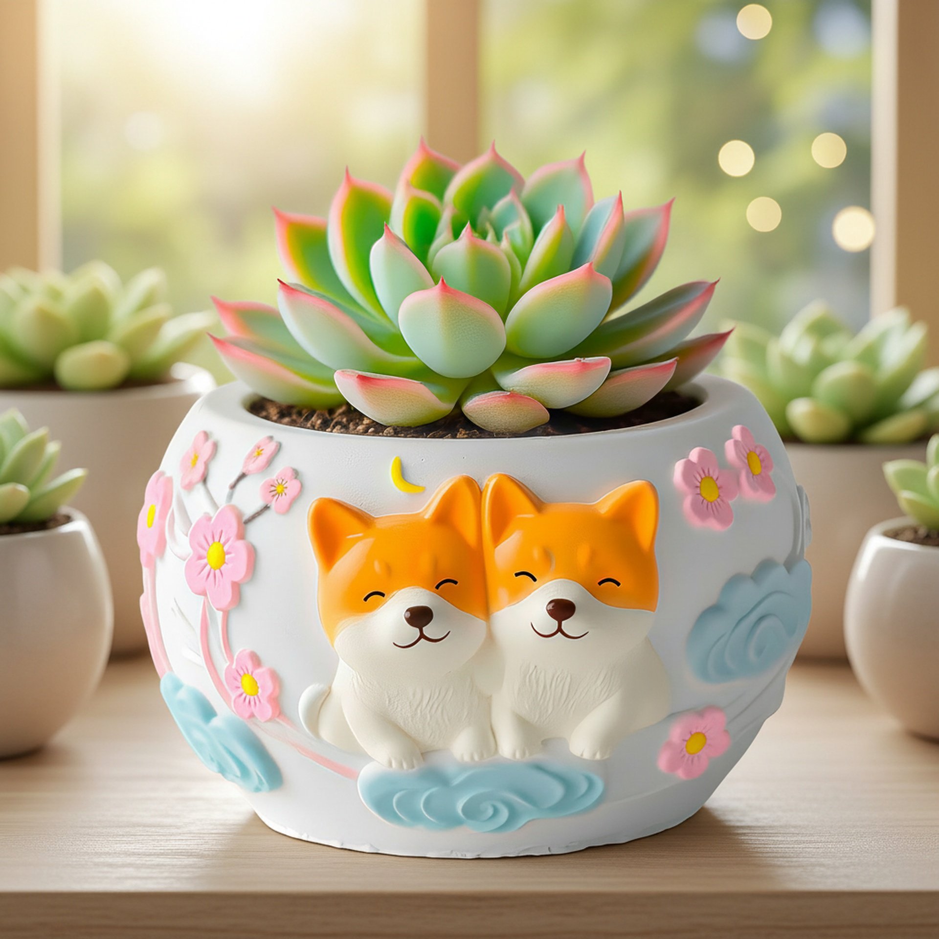 猫デザインの石膏植木鉢シリコン型