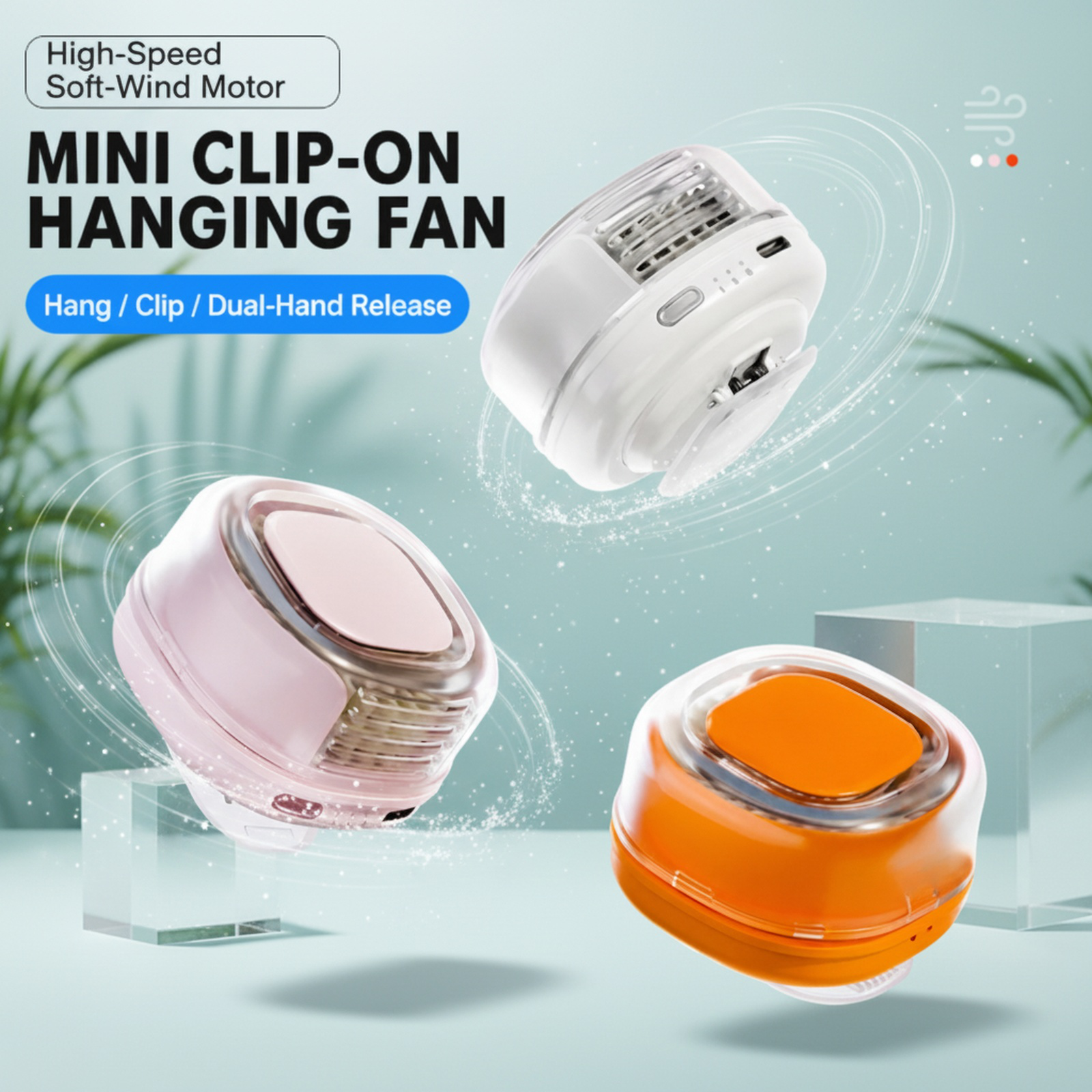 Outdoor Waist Bag High-Speed Mini Fan, USB Rechargeable Waist & Neck Hanging Silent Fan