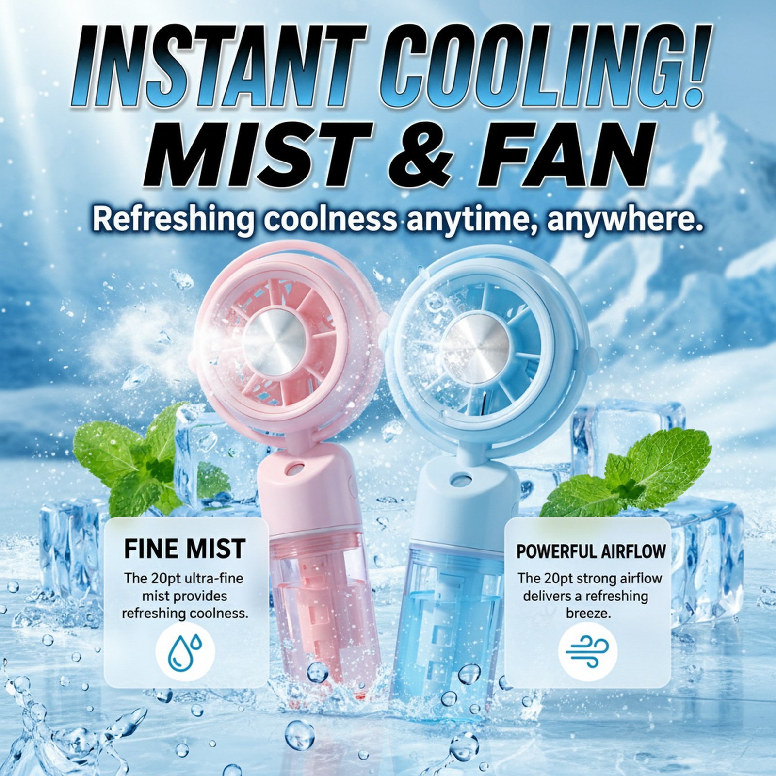 Portable USB Rechargeable Handheld Desktop Mist Fan