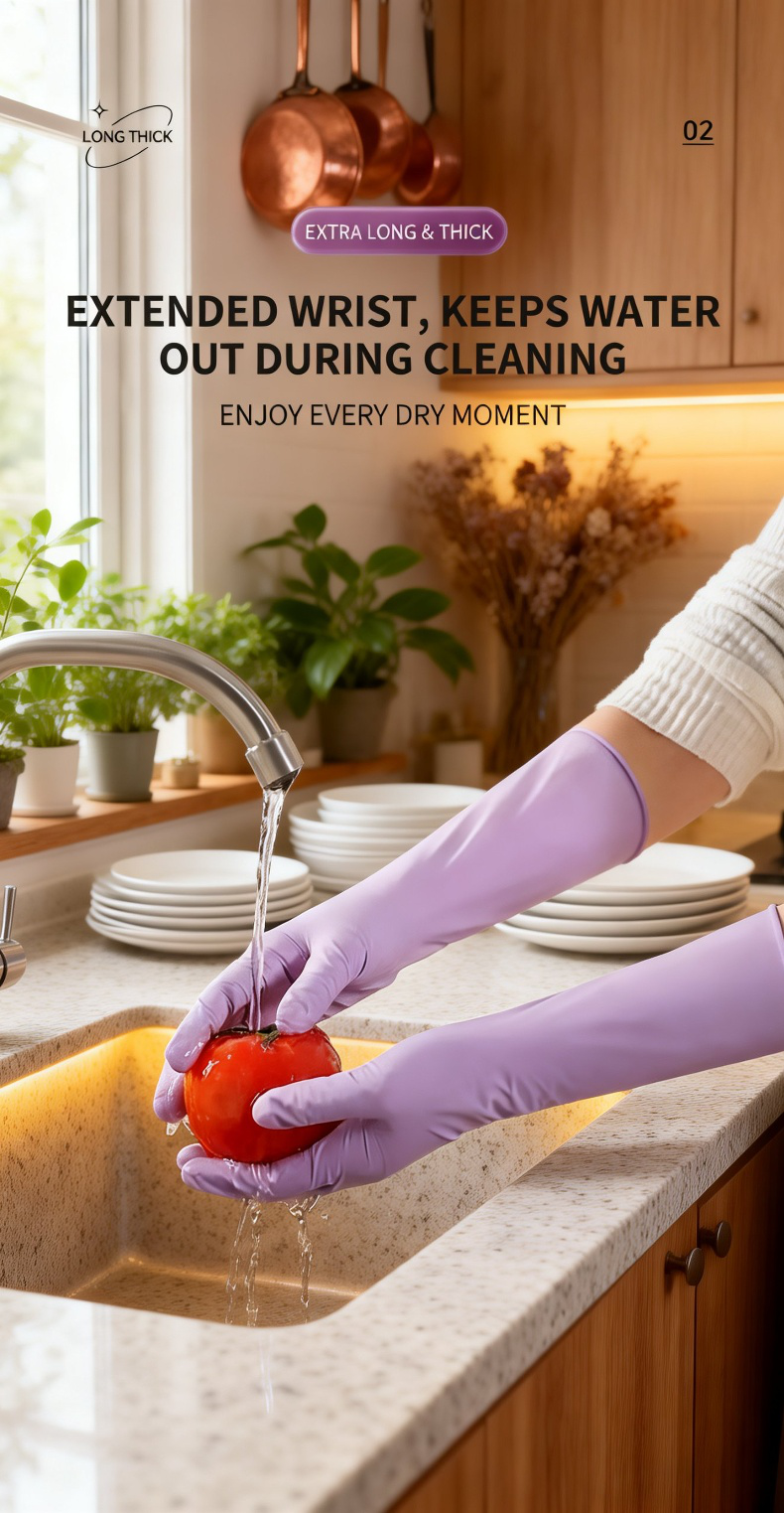 Food safe extended nitrile gloves in use