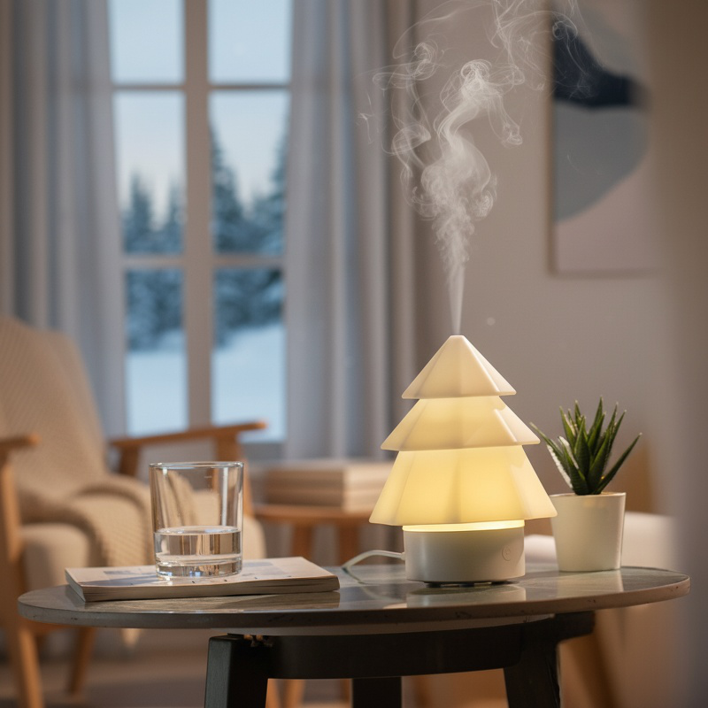 USB Mini Christmas Tree Humidifier with LED Mood Light Aroma Diffuser