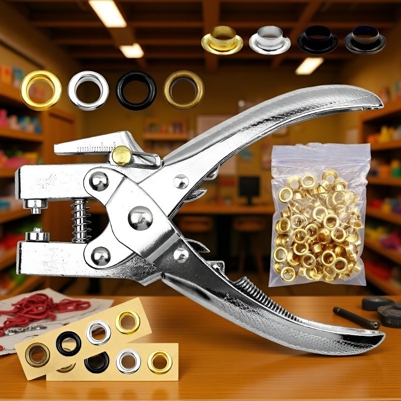 Herramienta de perforación y colocación de ojales integrada