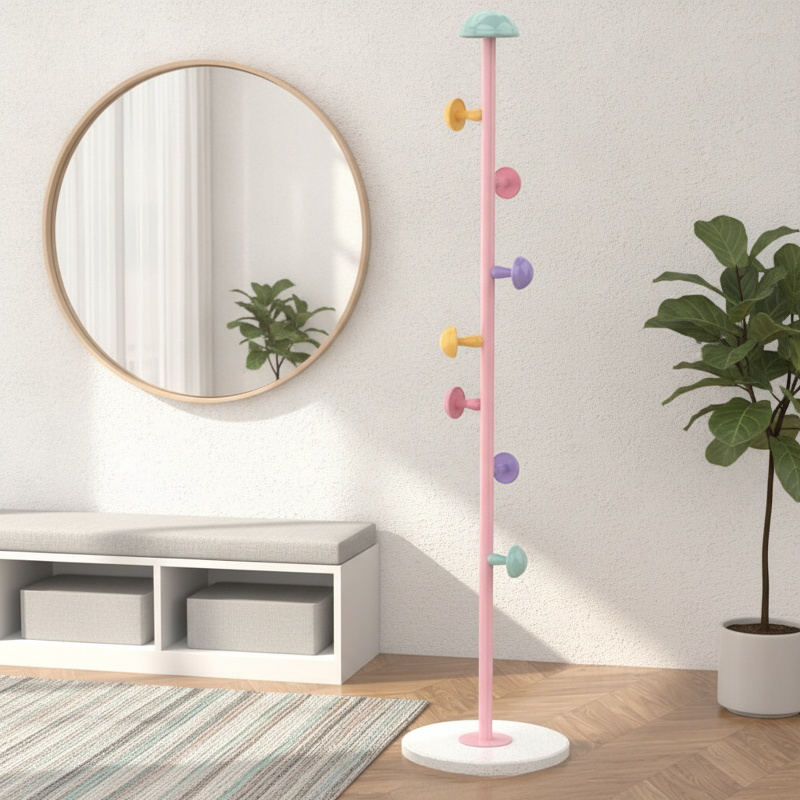 Multifunctional Mushroom Floor Coat Rack Storage Shelf