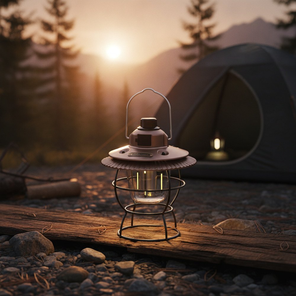 Lámpara de tienda retro recargable para exteriores, luz LED ambiental para camping