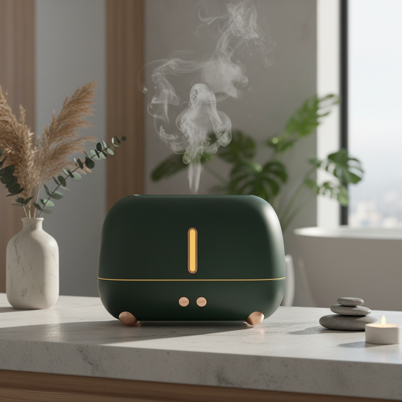 Humidificateur et diffuseur d'arômes à flamme colorée USB
