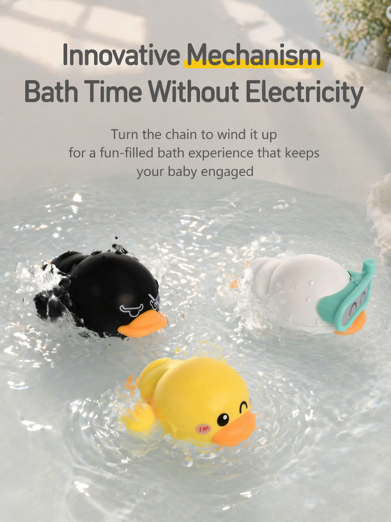 Fun bath time with duck swimming toy