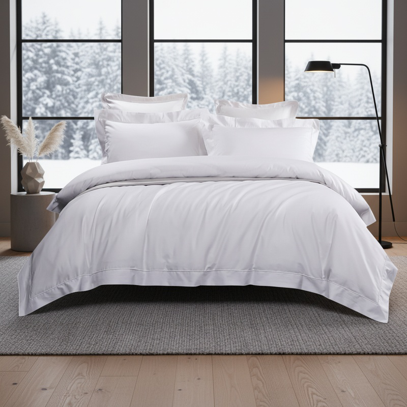 Premium Pure Cotton Four-Piece Bed Set displayed on a modern bed