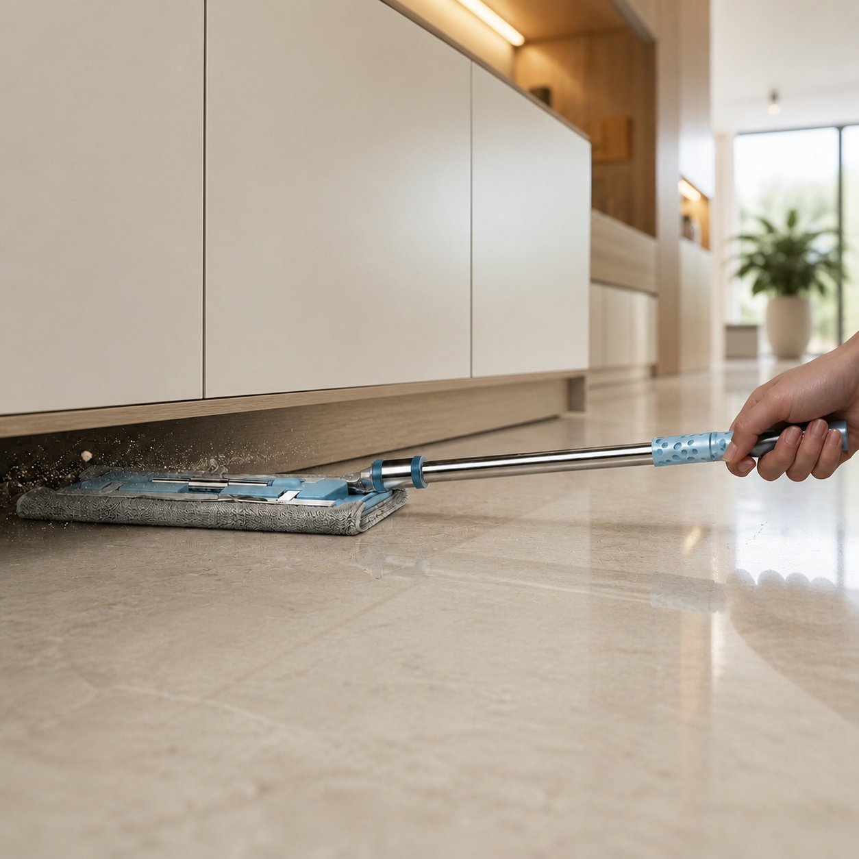 Durable mop with microfiber cleaning cloth for spotless floors