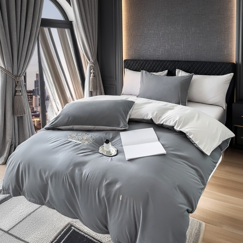 Elegant Embroidered Four-Piece Luxury Bedding Set