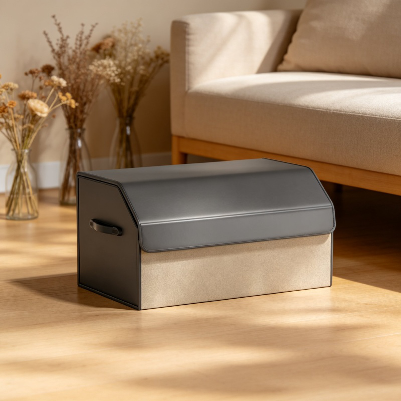 Premium leather material car trunk organizer