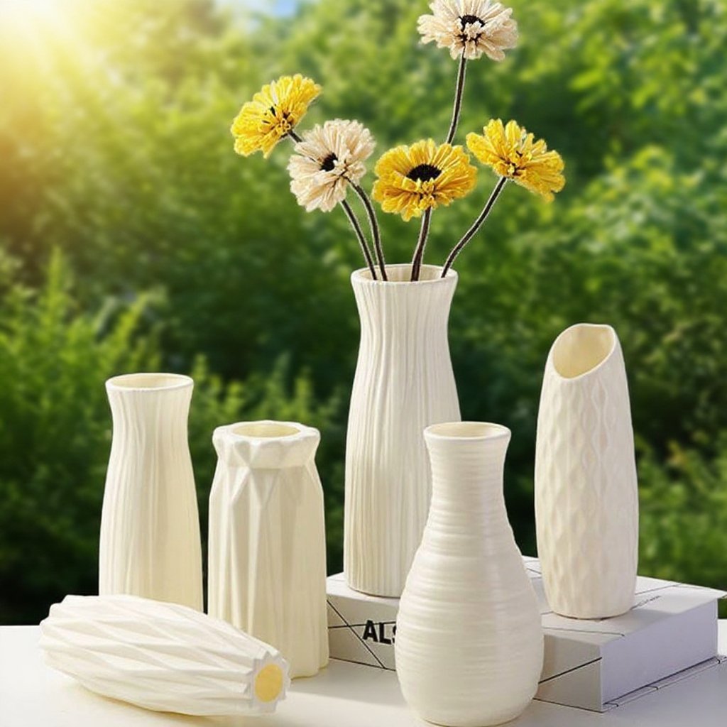 Jednoduchá nordická váza z plastu, odolná proti rozbití, dekorace do obýváku