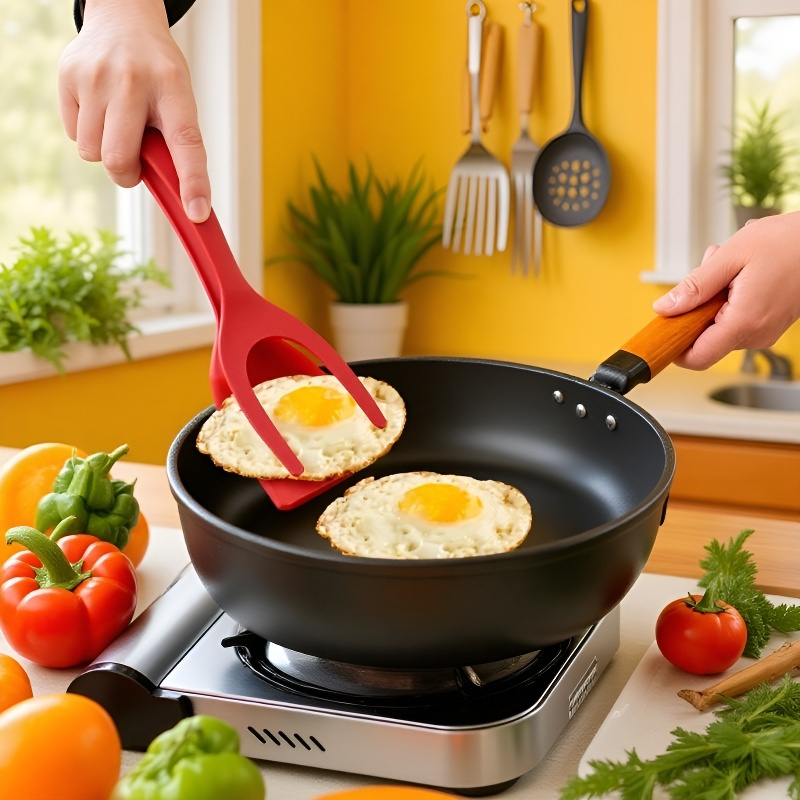 Küchenzubehör zum Wenden und Servieren von Fisch und Omelette