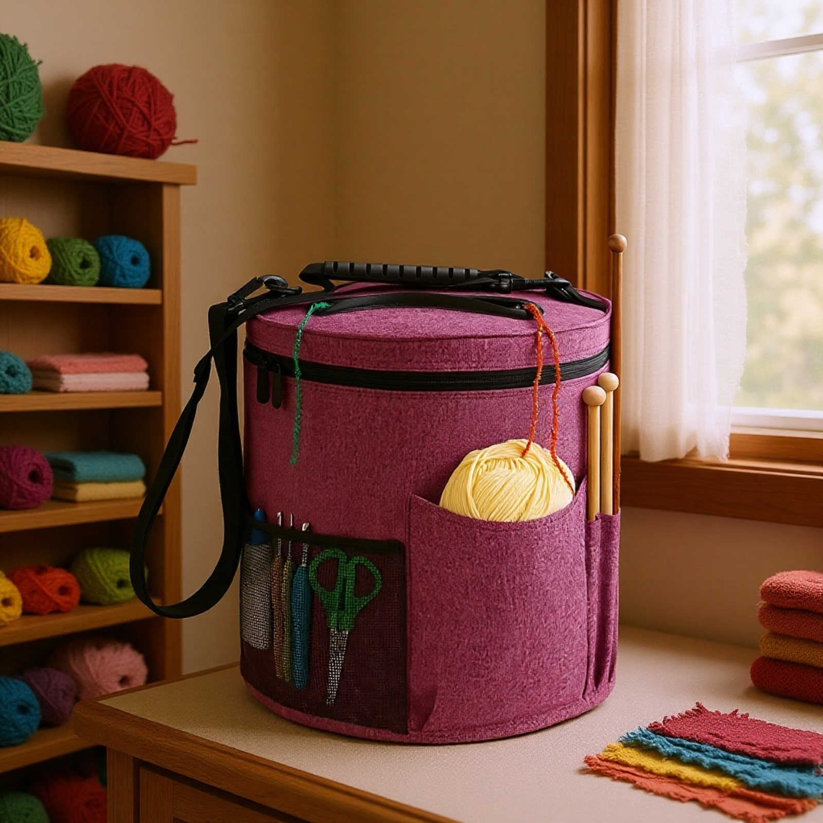 Wool Ball Crochet Storage Bag