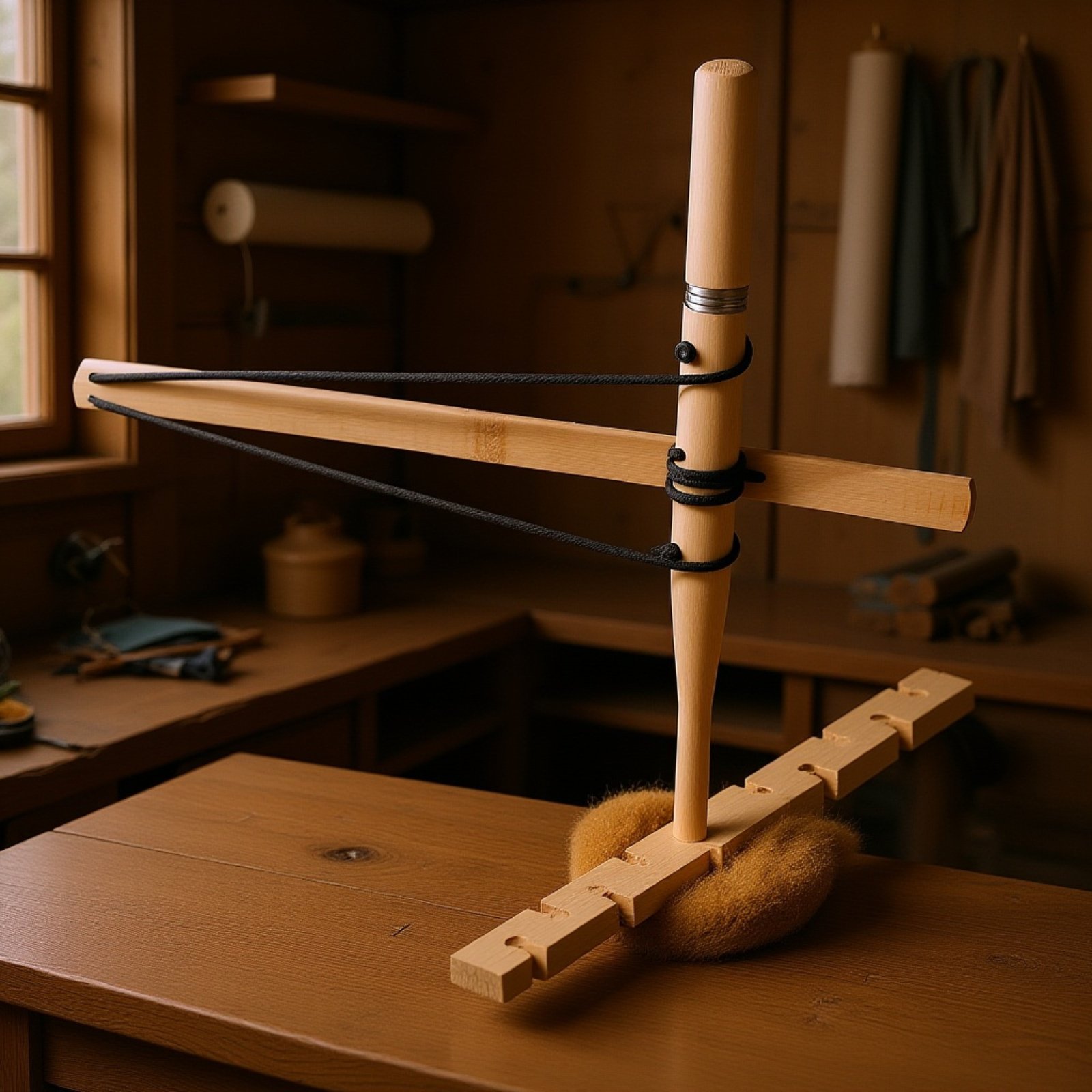 サバイバル訓練で利用される火起こし道具のクローズアップ