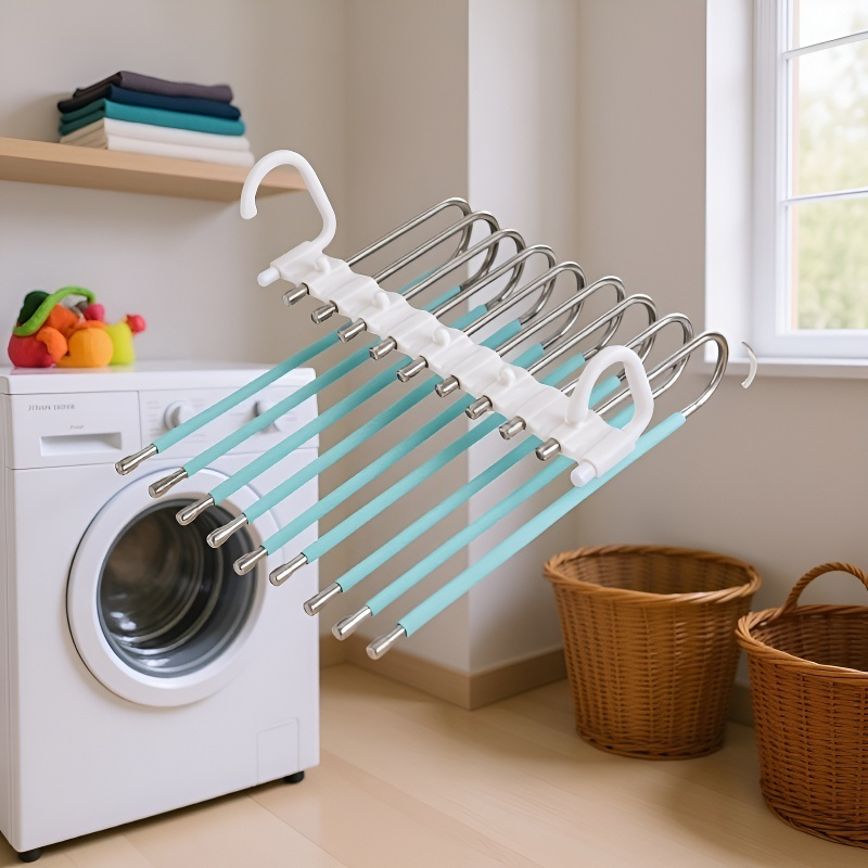 Estante multifuncional para pantalones de acero inoxidable extensible