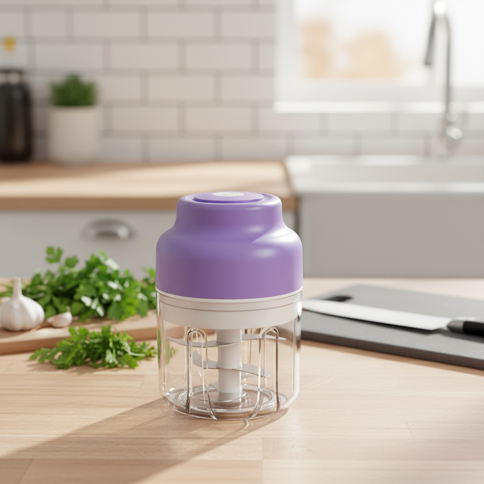 Electric garlic press, wireless mini garlic press, automatic garlic stirrer, garlic peeler, kitchen 