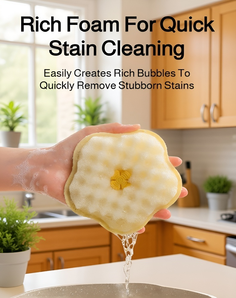 Efficient kitchen cleaning with double-sided dish cloth