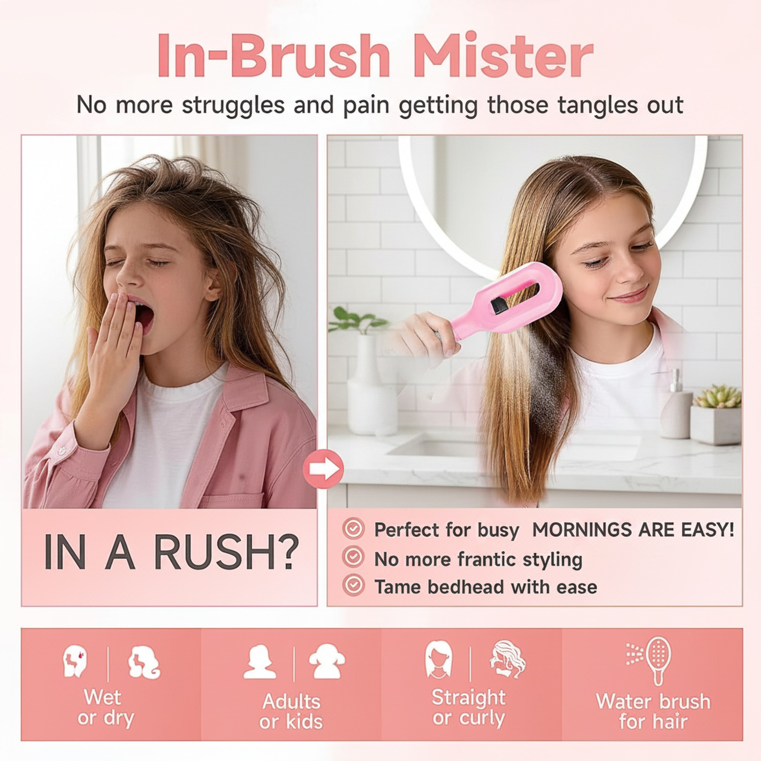 Easy hair smoothing with spray comb