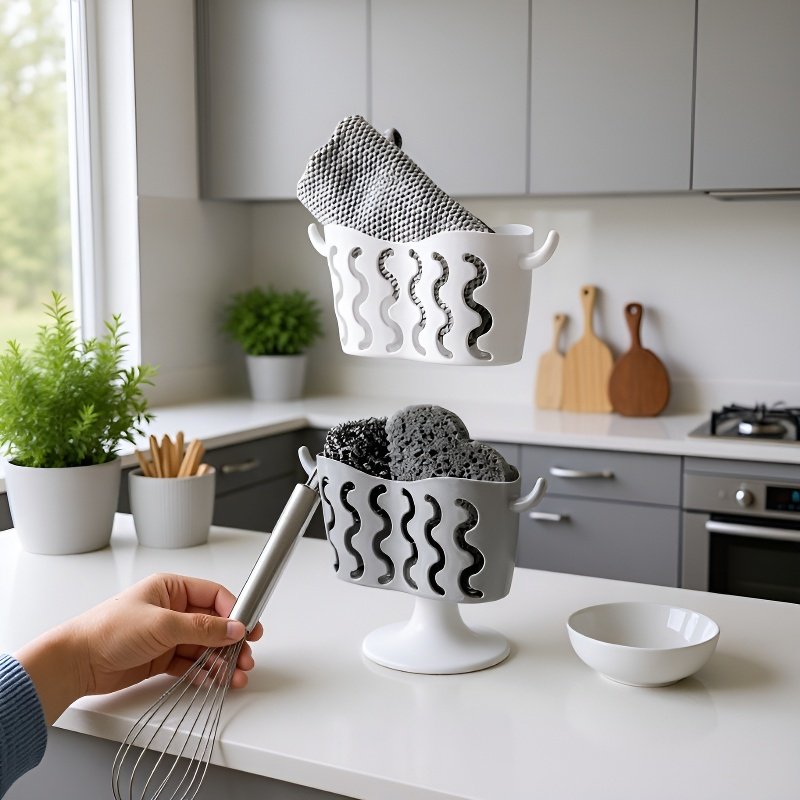 バスルーム用ドリル不要収納バスケット