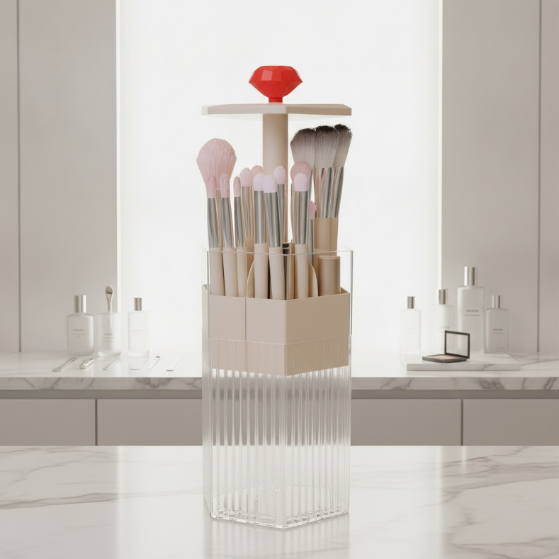 Organizador de brochas de maquillaje para escritorio resistente al polvo