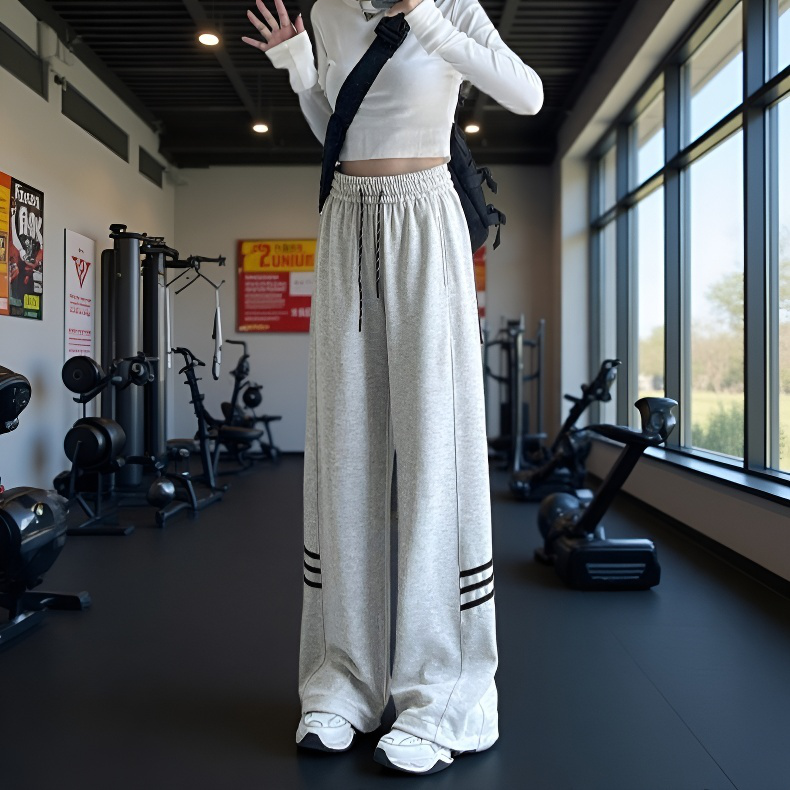 여성 순면 와이드 일자 팬츠 트레이닝 캐주얼 와이드 팬츠 트리플 캐주얼 팬츠