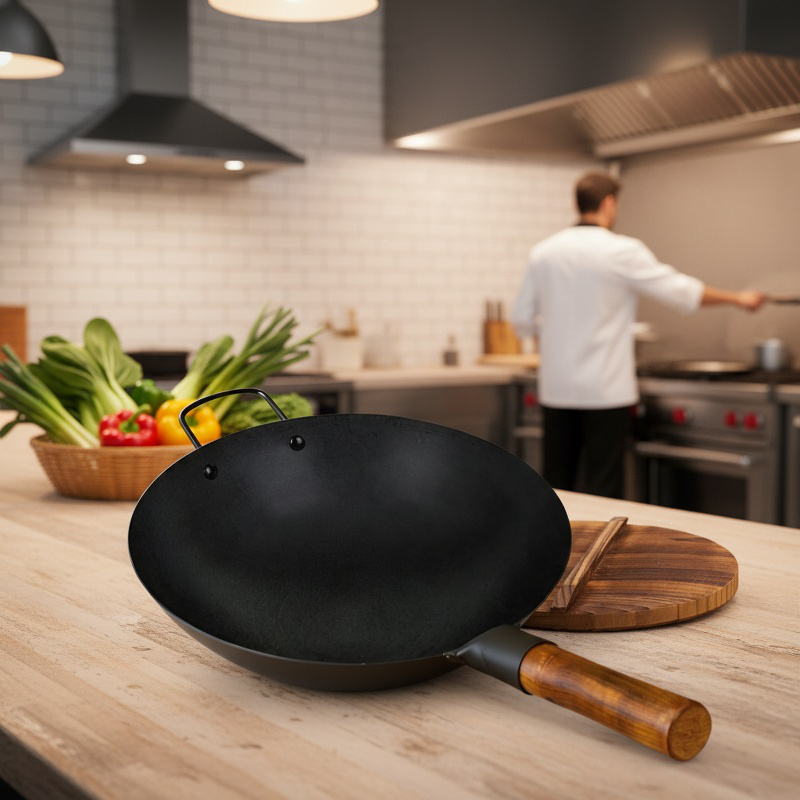 Altmodischer Wok-Topf aus Schmiedeeisen