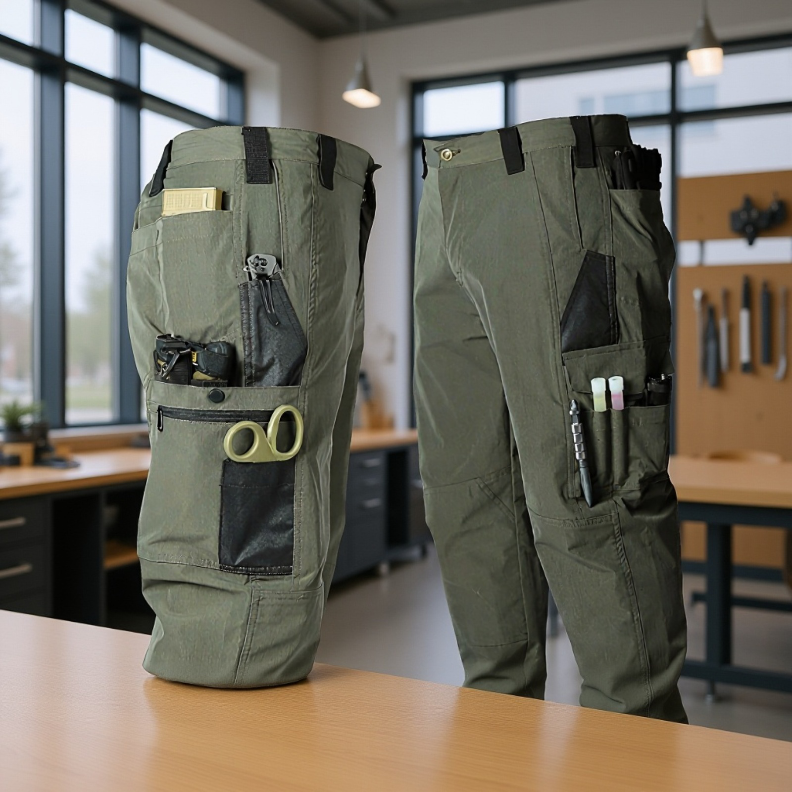 男性用多機能ポケット付き耐久性パンツ　ゆったり通気性ミリタリーパンツ